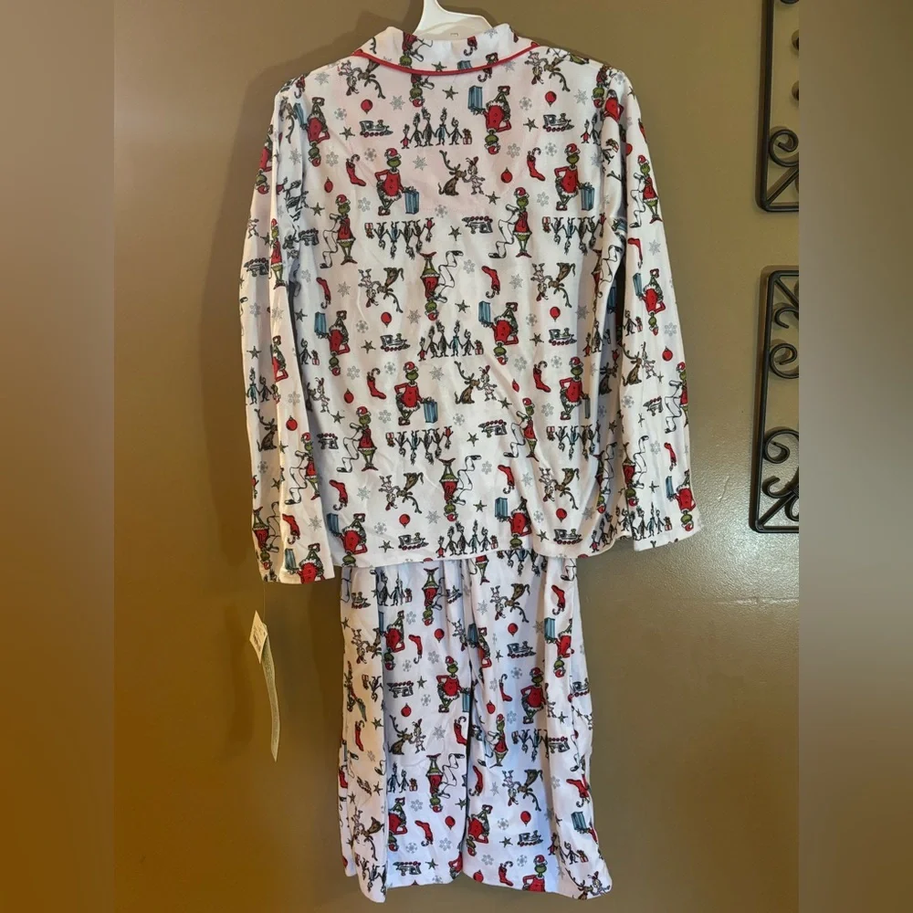 The Grinch Youth Boy's or Girl's Flannel Holiday Coat Pajama Set LG 10/12